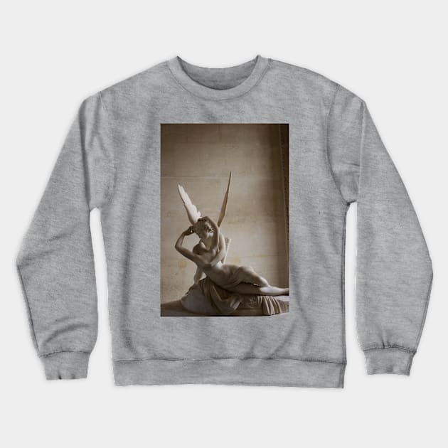 Romantic Cupid and Psyche Lovers Statue in the Louvre Crewneck Sweatshirt by penandbea